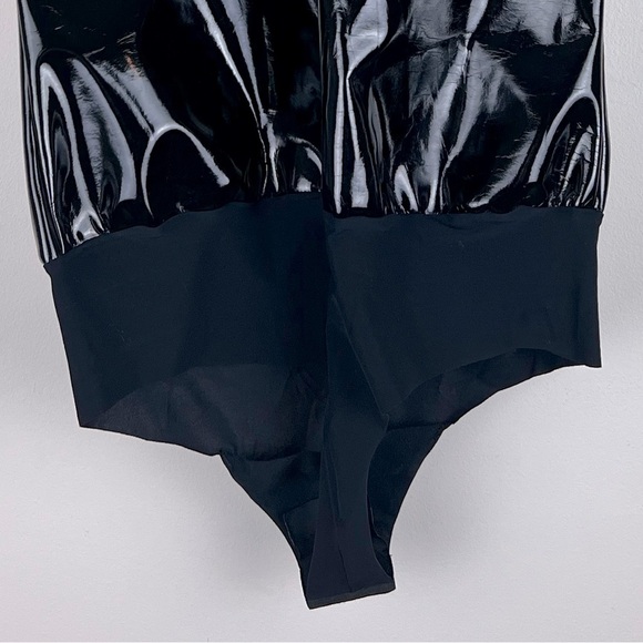 Commando Goth Indie Sleeze Faux Patent Leather Sleeveless Bodysuit Black S - Picture 10 of 16